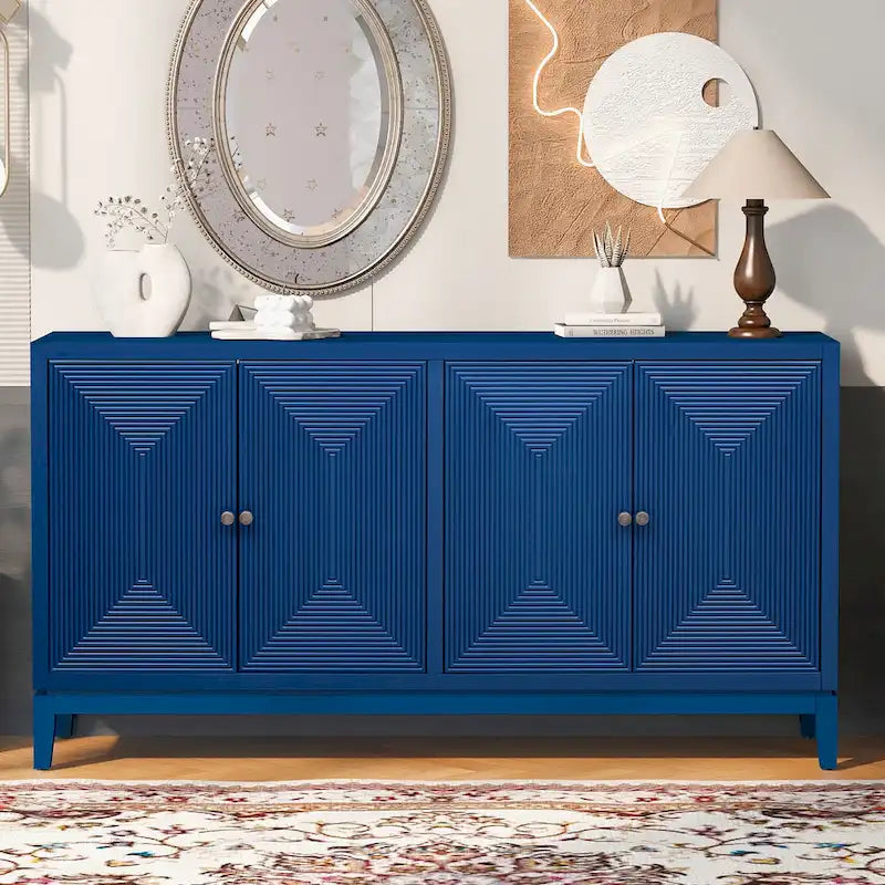 Sleek Storage Cabinet Sideboard Buffet with Vertical Line Design,Suitable for Study,Entrance and Living Room