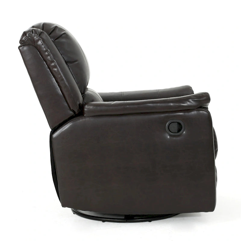 Fabric Glider Recliner with Swivel, Manual Reclining Chair
