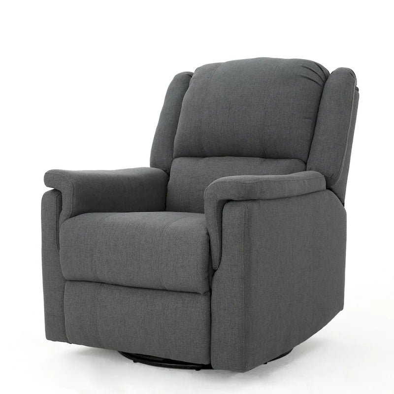 Fabric Glider Recliner with Swivel, Manual Reclining Chair