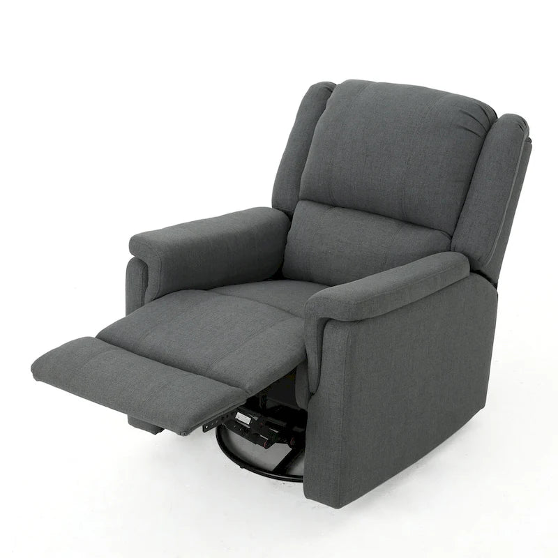 Fabric Glider Recliner with Swivel, Manual Reclining Chair