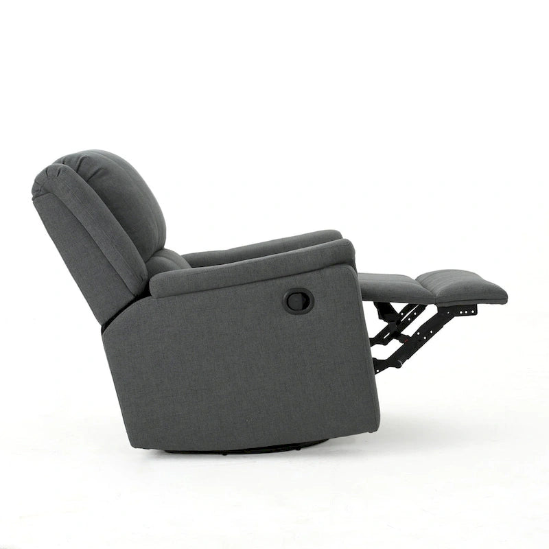 Fabric Glider Recliner with Swivel, Manual Reclining Chair