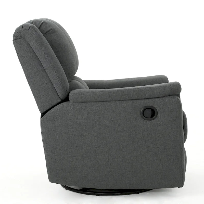 Fabric Glider Recliner with Swivel, Manual Reclining Chair