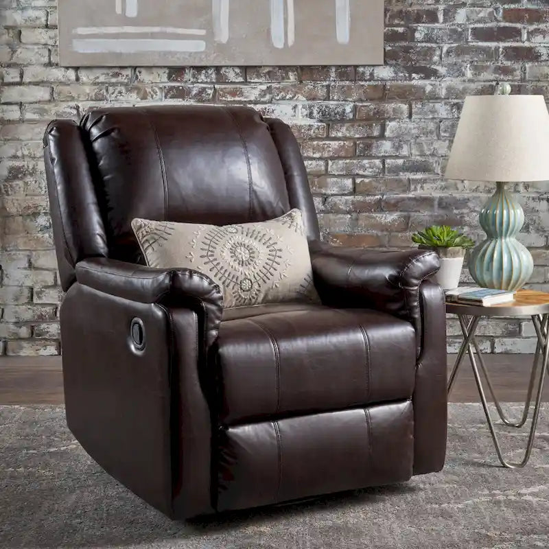 Fabric Glider Recliner with Swivel, Manual Reclining Chair