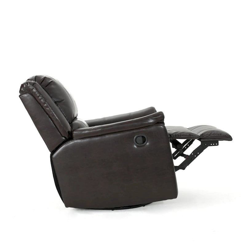 Fabric Glider Recliner with Swivel, Manual Reclining Chair