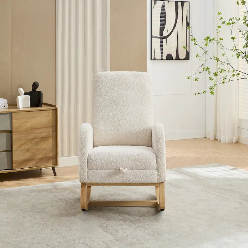 Living Room Rocking Accent Chair with Retractable Footrest