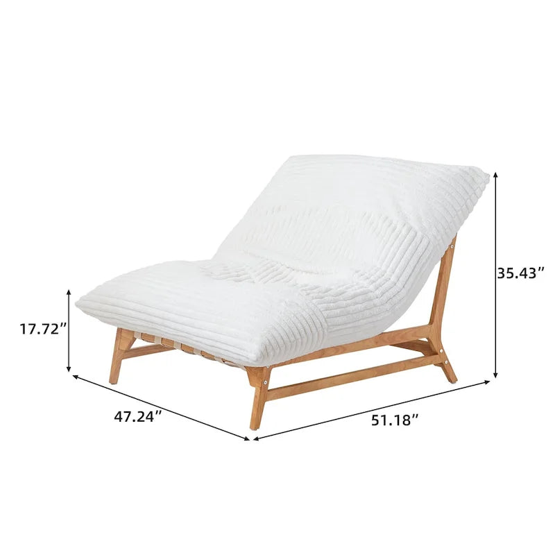 Bean Bag Accent Chair Large Plush Bean Bag Lounger with Solid Wood Frame Comfy Lounge Chair with Down Filling