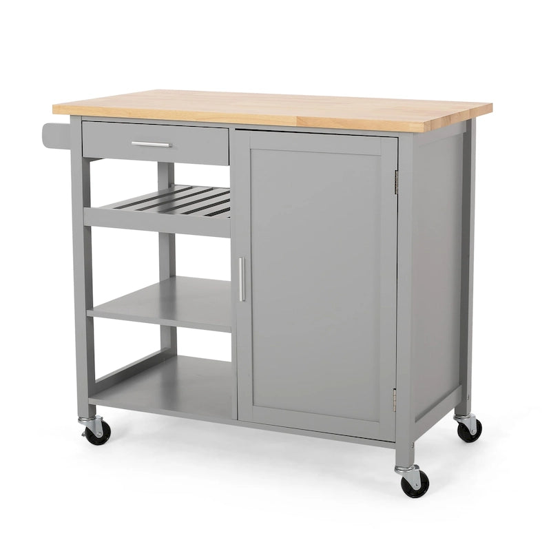 Contemporary Kitchen Cart with Wheels - 41.75 W x 18.90 D x 35.25 H