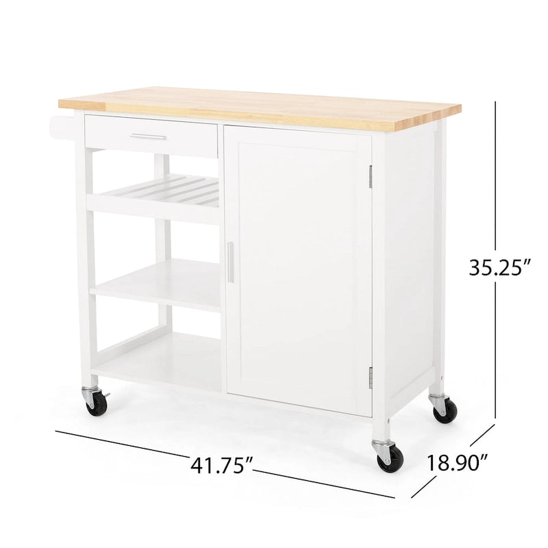 Contemporary Kitchen Cart with Wheels - 41.75 W x 18.90 D x 35.25 H