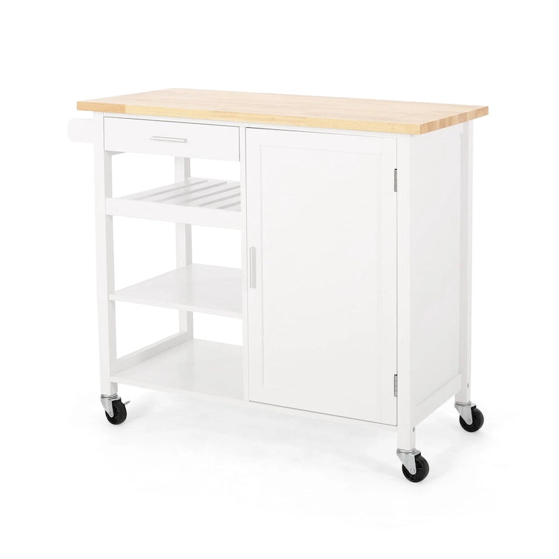 Contemporary Kitchen Cart with Wheels - 41.75 W x 18.90 D x 35.25 H