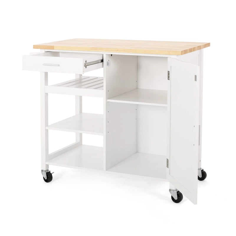 Contemporary Kitchen Cart with Wheels - 41.75 W x 18.90 D x 35.25 H