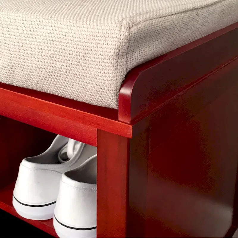 Solid Wood Shoe Storage Bench Red Mahogany