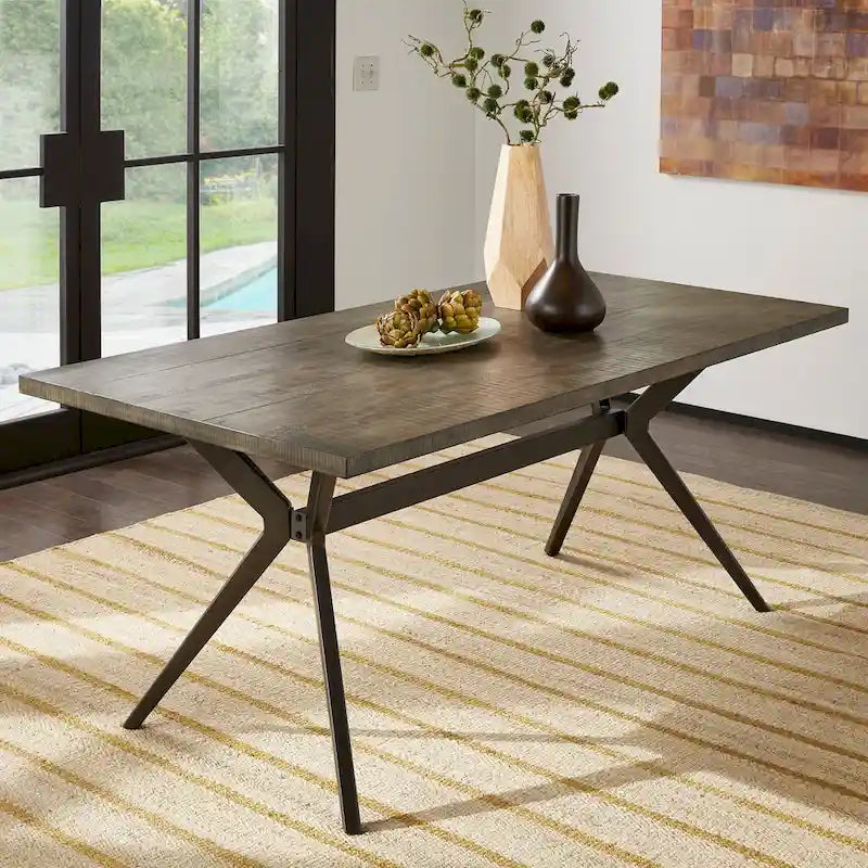 70 Iron Grey Metal Base 4-6 Person Dining Table