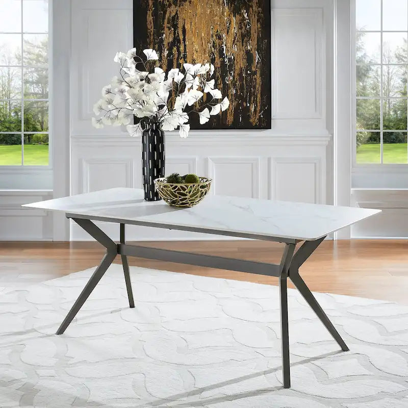 70 Iron Grey Metal Base 4-6 Person Dining Table