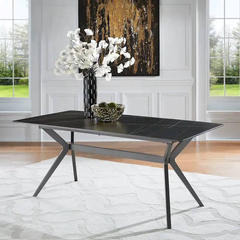 70 Iron Grey Metal Base 4-6 Person Dining Table