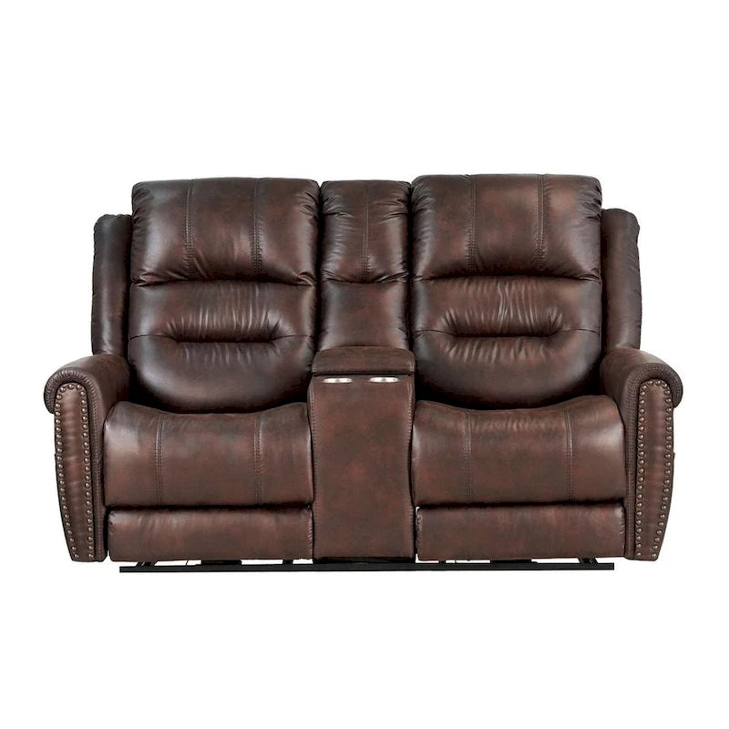 Power Sofa Loveseat Recliner Adjustable Headrest High Back Nailhead