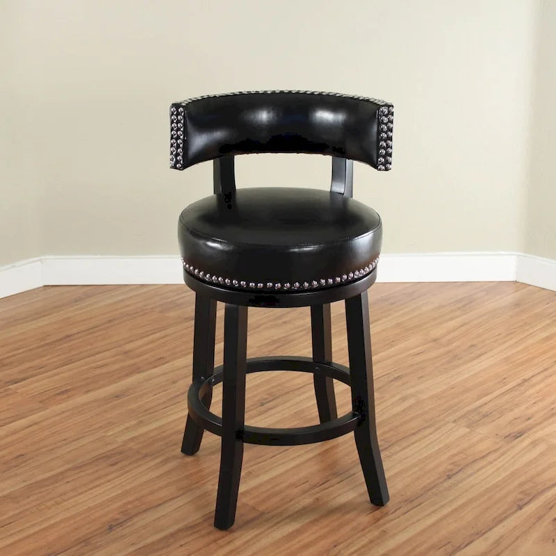 Swivel Faux Leather Upholstered Wood Counter Stool