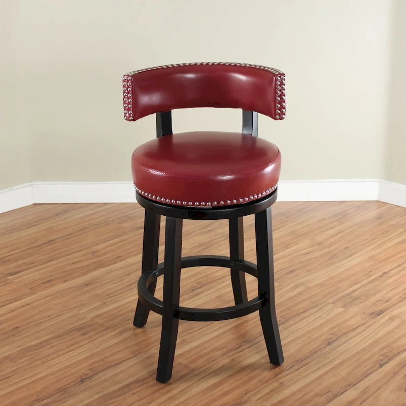 Swivel Faux Leather Upholstered Wood Counter Stool