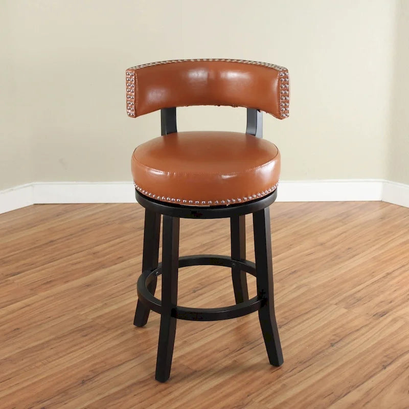 Swivel Faux Leather Upholstered Wood Counter Stool