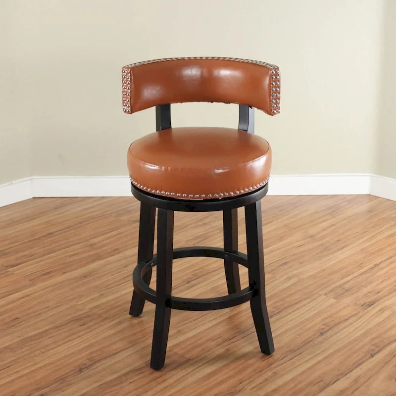 Swivel Faux Leather Upholstered Wood Counter Stool