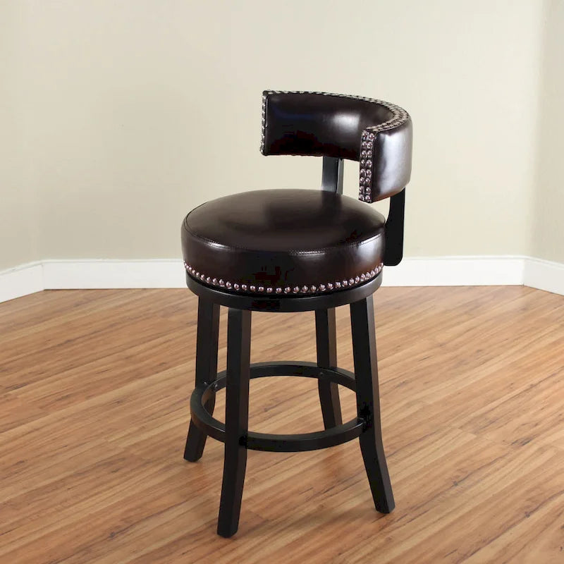 Swivel Faux Leather Upholstered Wood Counter Stool