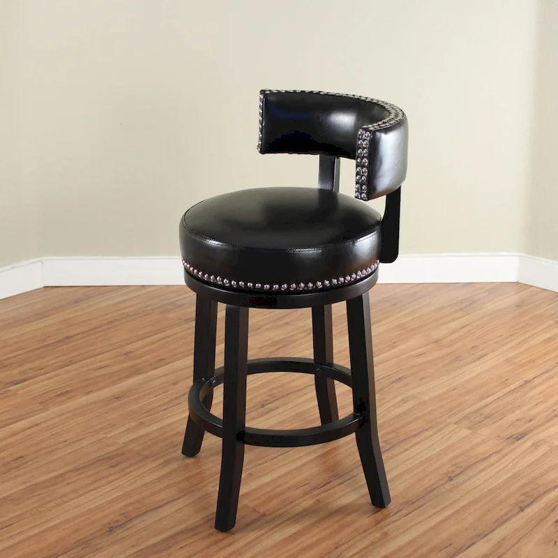 Swivel Faux Leather Upholstered Wood Counter Stool