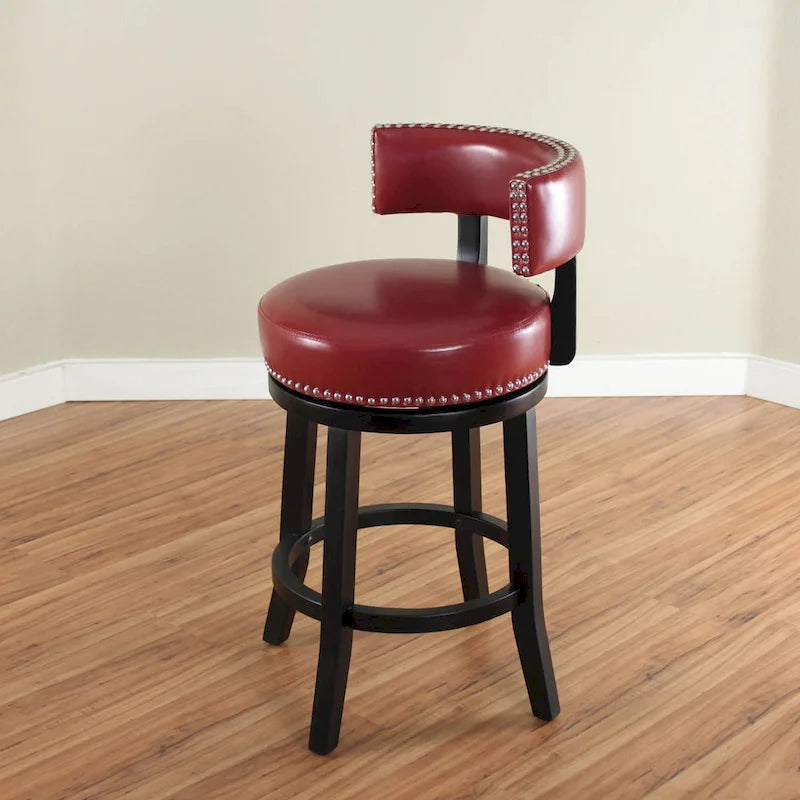Swivel Faux Leather Upholstered Wood Counter Stool