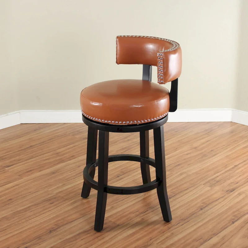 Swivel Faux Leather Upholstered Wood Counter Stool