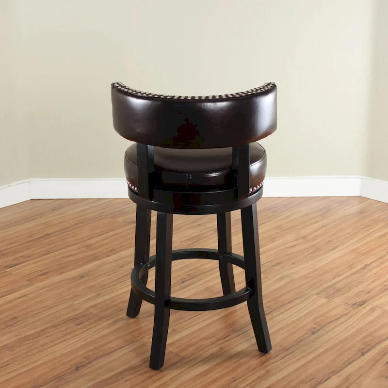 Swivel Faux Leather Upholstered Wood Counter Stool