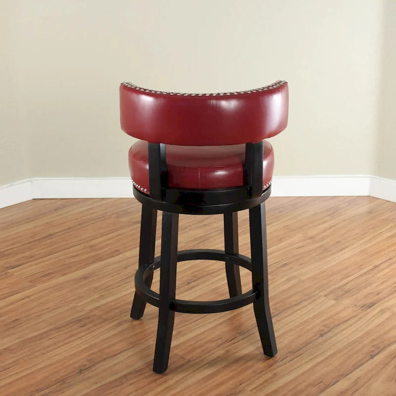 Swivel Faux Leather Upholstered Wood Counter Stool