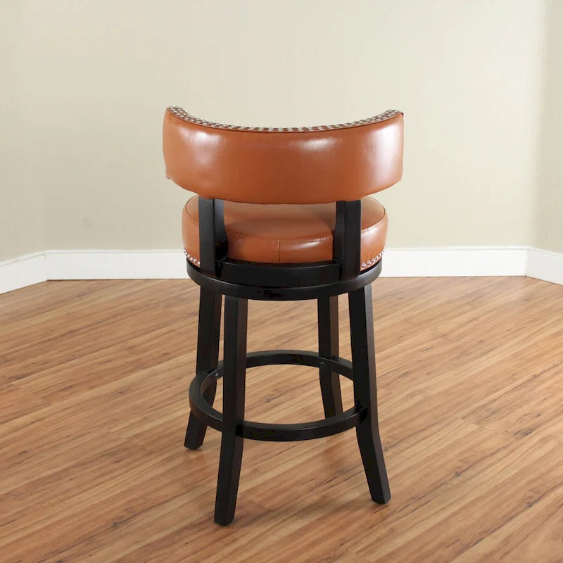 Swivel Faux Leather Upholstered Wood Counter Stool
