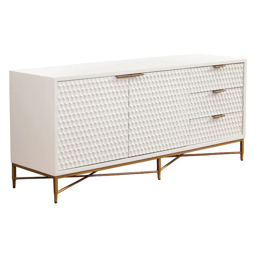 Origins by Alpine White Pearl Wood 64 Wide TV Console in White