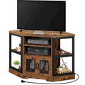 47-inch Mesh Door Wood Corner TV Stand and Media Console
