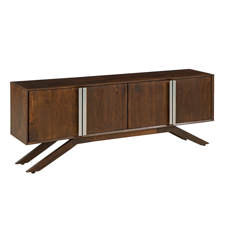 Mid-Century Modern 59 Wide Solid Wood Walnut TV Stand