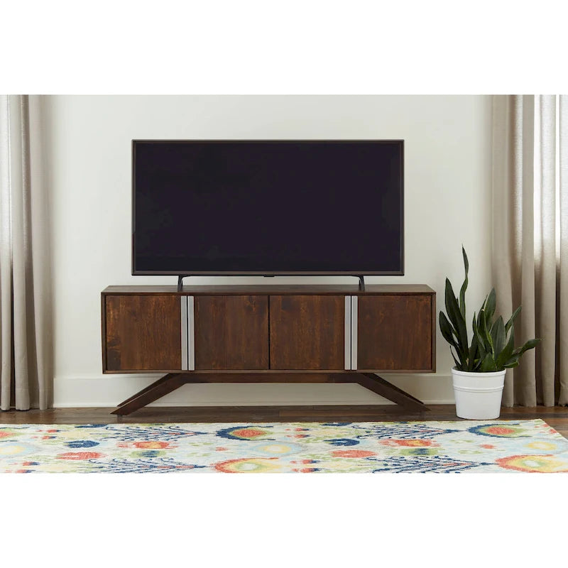 Mid-Century Modern 59 Wide Solid Wood Walnut TV Stand