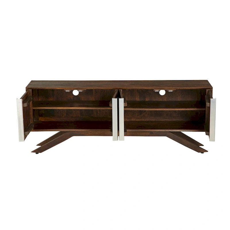 Mid-Century Modern 59 Wide Solid Wood Walnut TV Stand