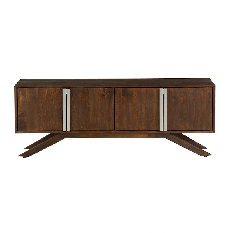 Mid-Century Modern 59 Wide Solid Wood Walnut TV Stand