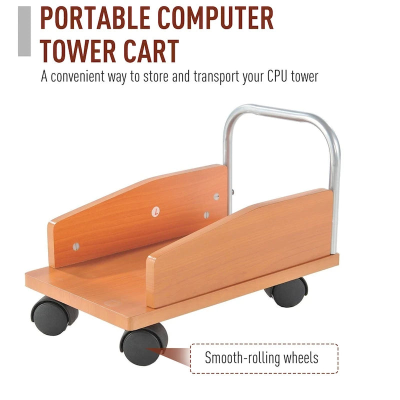 L-Shaped Corner Computer Office Desk Workstation with Elevated Shelf, Rolling Keyboard Tray, & Convenient CPU Stand