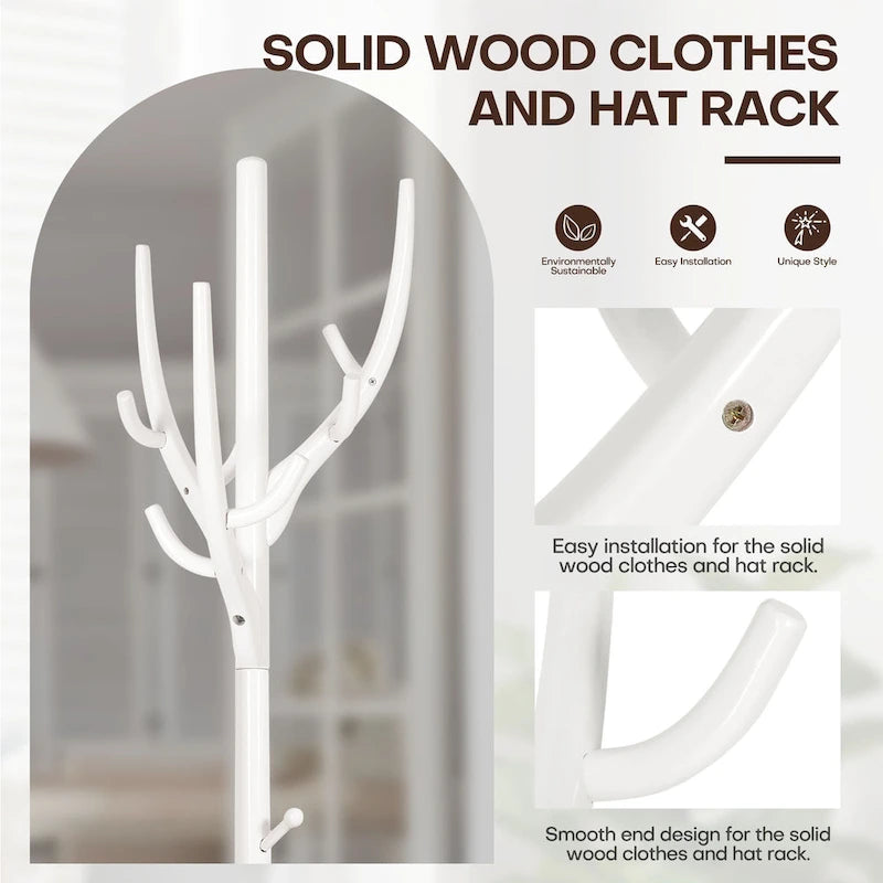 Adjustable Tree-branch Coat Rack Freestanding, Rubberwood Coat Tree - 16.54Dia. x 71.65H