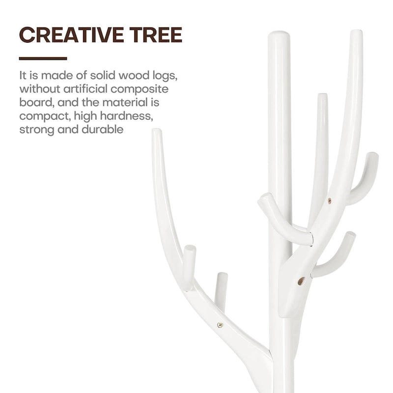 Adjustable Tree-branch Coat Rack Freestanding, Rubberwood Coat Tree - 16.54Dia. x 71.65H
