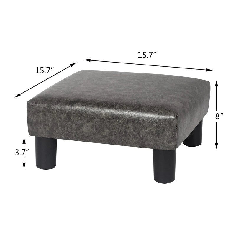 Small Footstool Leather Ottoman Square Footrest Stool Modern