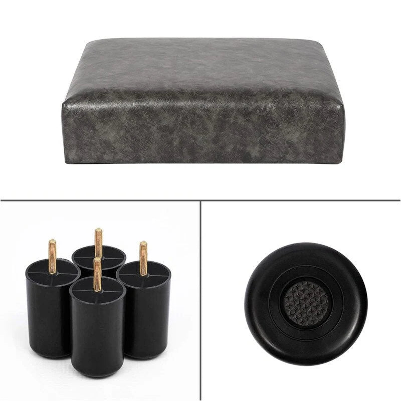 Small Footstool Leather Ottoman Square Footrest Stool Modern