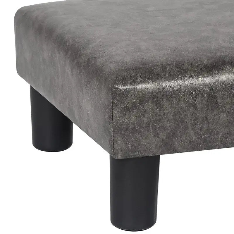 Small Footstool Leather Ottoman Square Footrest Stool Modern