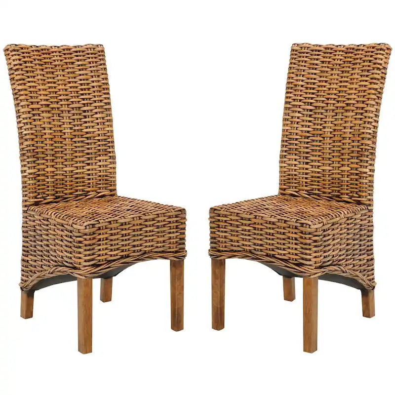 Wicker Brown High Back Dining Chair (Set of 2) - 18.5 x 20.9 x 42.1 - 19Wx21Dx42H