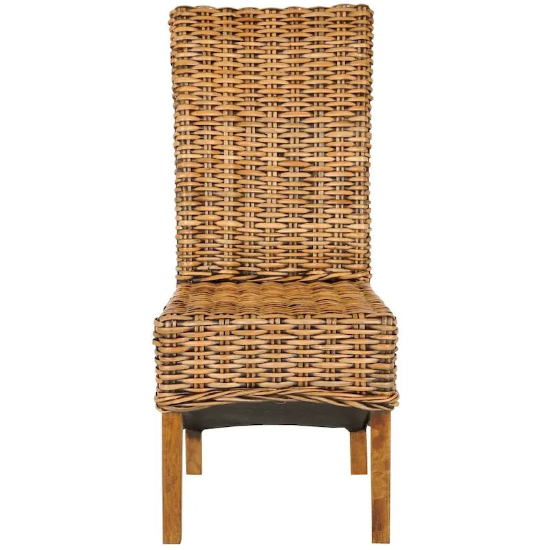 Wicker Brown High Back Dining Chair (Set of 2) - 18.5 x 20.9 x 42.1 - 19Wx21Dx42H