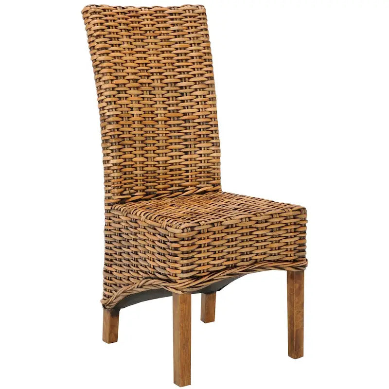 Wicker Brown High Back Dining Chair (Set of 2) - 18.5 x 20.9 x 42.1 - 19Wx21Dx42H