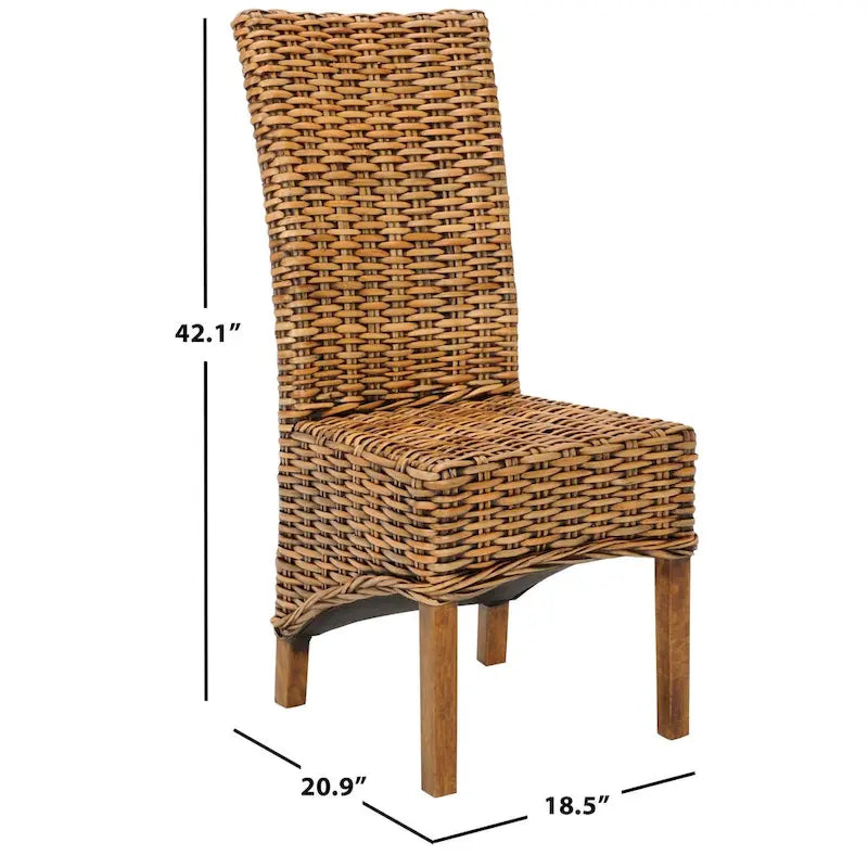 Wicker Brown High Back Dining Chair (Set of 2) - 18.5 x 20.9 x 42.1 - 19Wx21Dx42H
