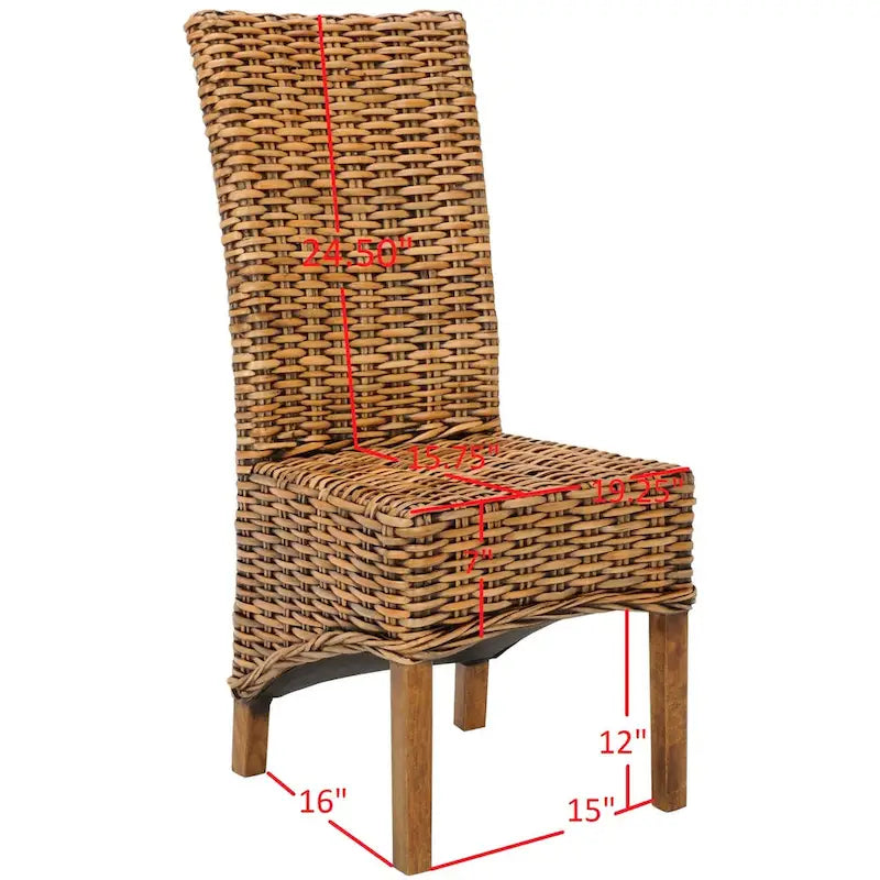 Wicker Brown High Back Dining Chair (Set of 2) - 18.5 x 20.9 x 42.1 - 19Wx21Dx42H