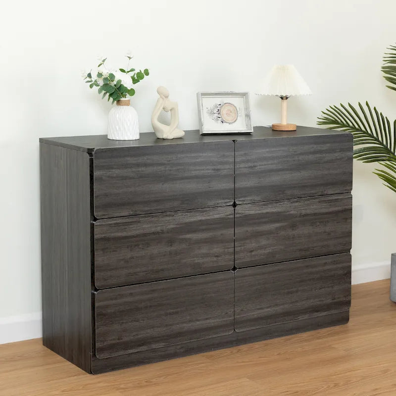 6-Drawer 47 in. W Dresser Chest of Drawers,Buffet Server Console Table Storge Cabinets,Accent Storage Cabinets No Handle
