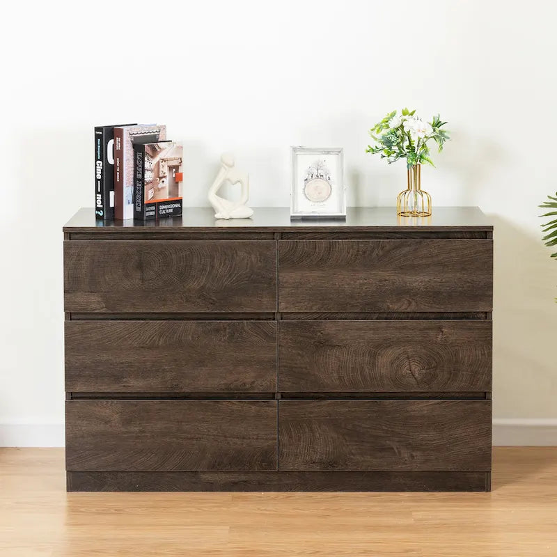 6-Drawer 47 in. W Dresser Chest of Drawers,Buffet Server Console Table Storge Cabinets,Accent Storage Cabinets No Handle