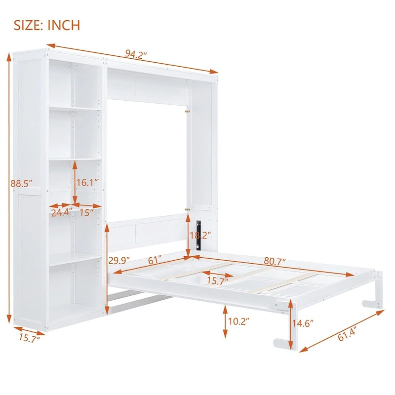 Murphy Bed Wall Bed with Shelves